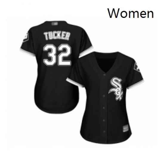 Womens Chicago White Sox 32 Preston Tucker Replica Black Alternate Home Cool Base Baseball Jersey